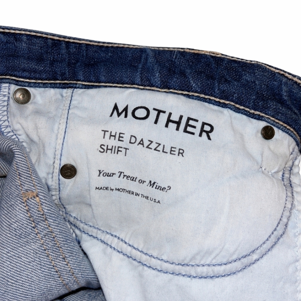 High Rise MOTHER The Dazzler Shift Distressed Skinny Jeans Medium Wash Raw Hem - Picture 7 of 16